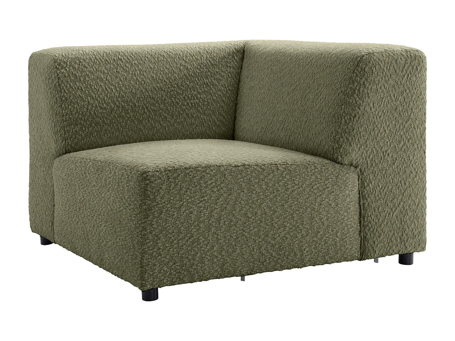 Canapé d'angle panoramique modulable en tissu chenille vert TORISO