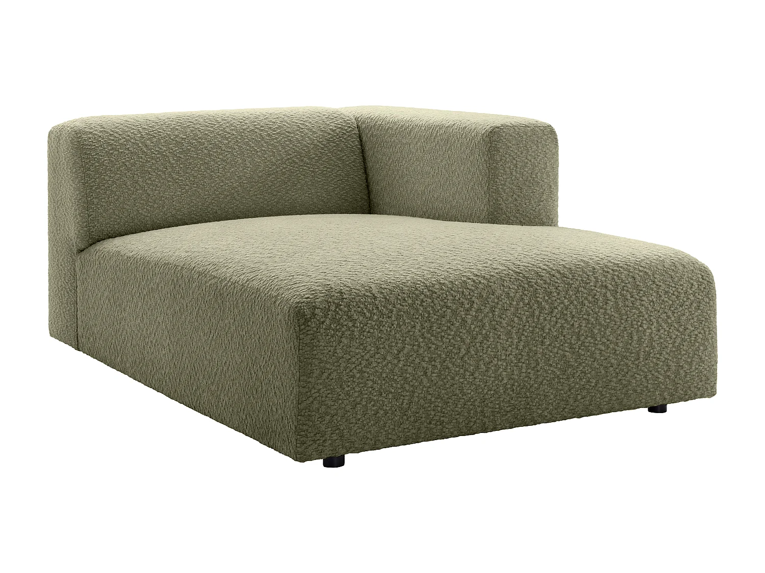 Grand canapé d'angle droit ouvert modulable en tissu chenille vert TORISO