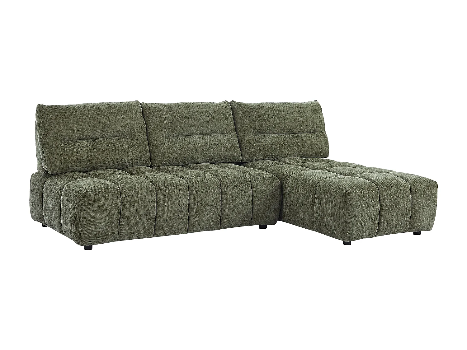 Canapé d'angle modulable dossier avance-recule en tissu texturé vert APOLIU