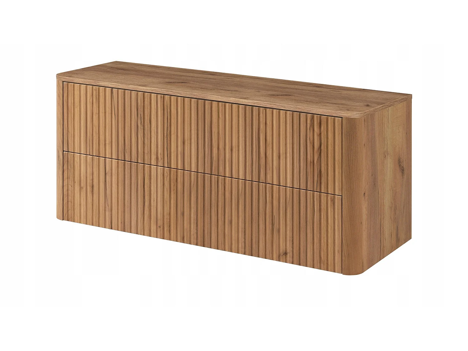 Wastafelmeubel 120cm - met blad - Hangend - Geribbeld Bruin – RODAN