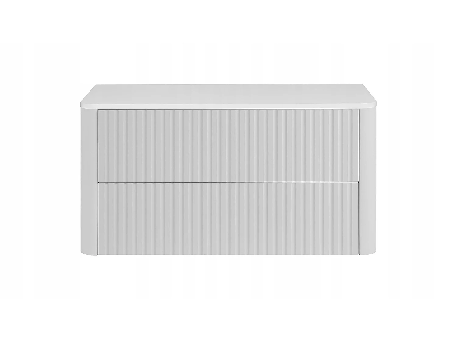 Wastafelmeubel 80cm - met blad - Hangend - Geribbeld Wit – RODAN