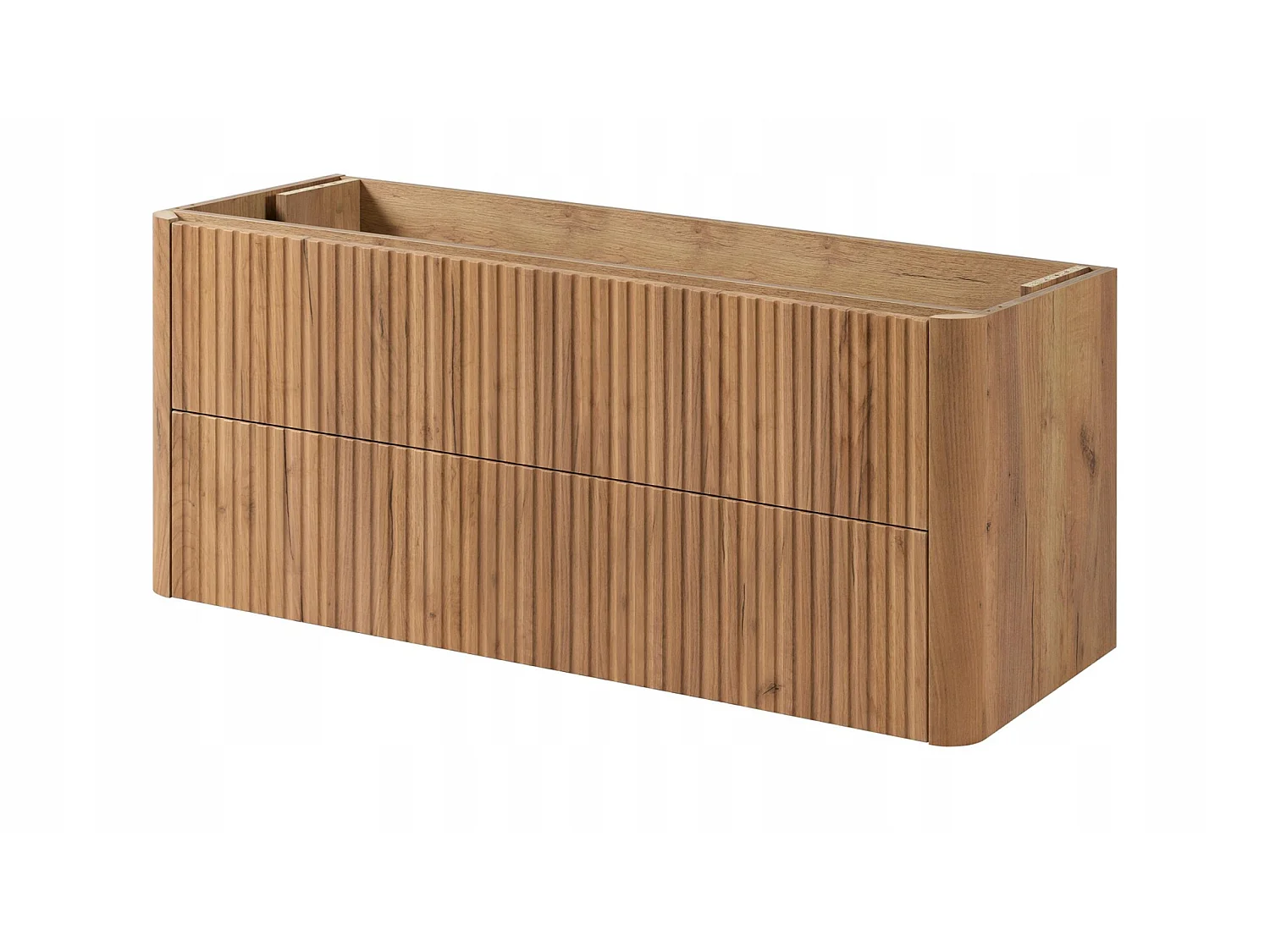 Wastafelmeubel 120cm - Hangend - Geribbeld Bruin - zonder blad – RODAN
