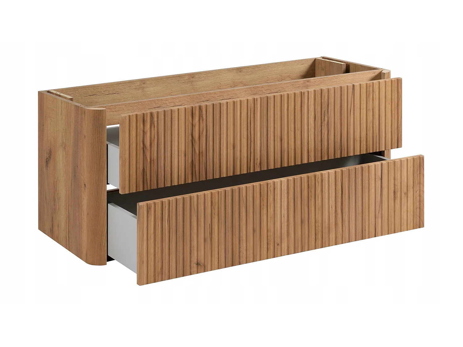 Wastafelmeubel 120cm - Hangend - Geribbeld Bruin - zonder blad – RODAN