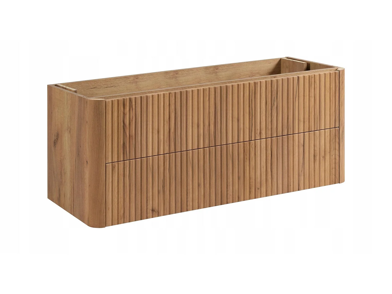 Waschbeckenunterschrank 120cm - Hängend - Geriffelt Braun - ohne Platte – RODAN