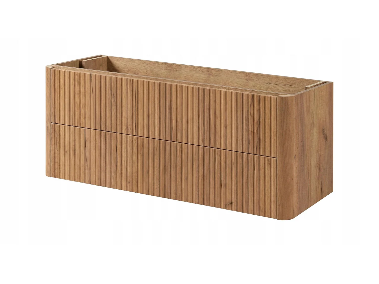Waschbeckenunterschrank 120cm - Hängend - Geriffelt Braun - ohne Platte – RODAN