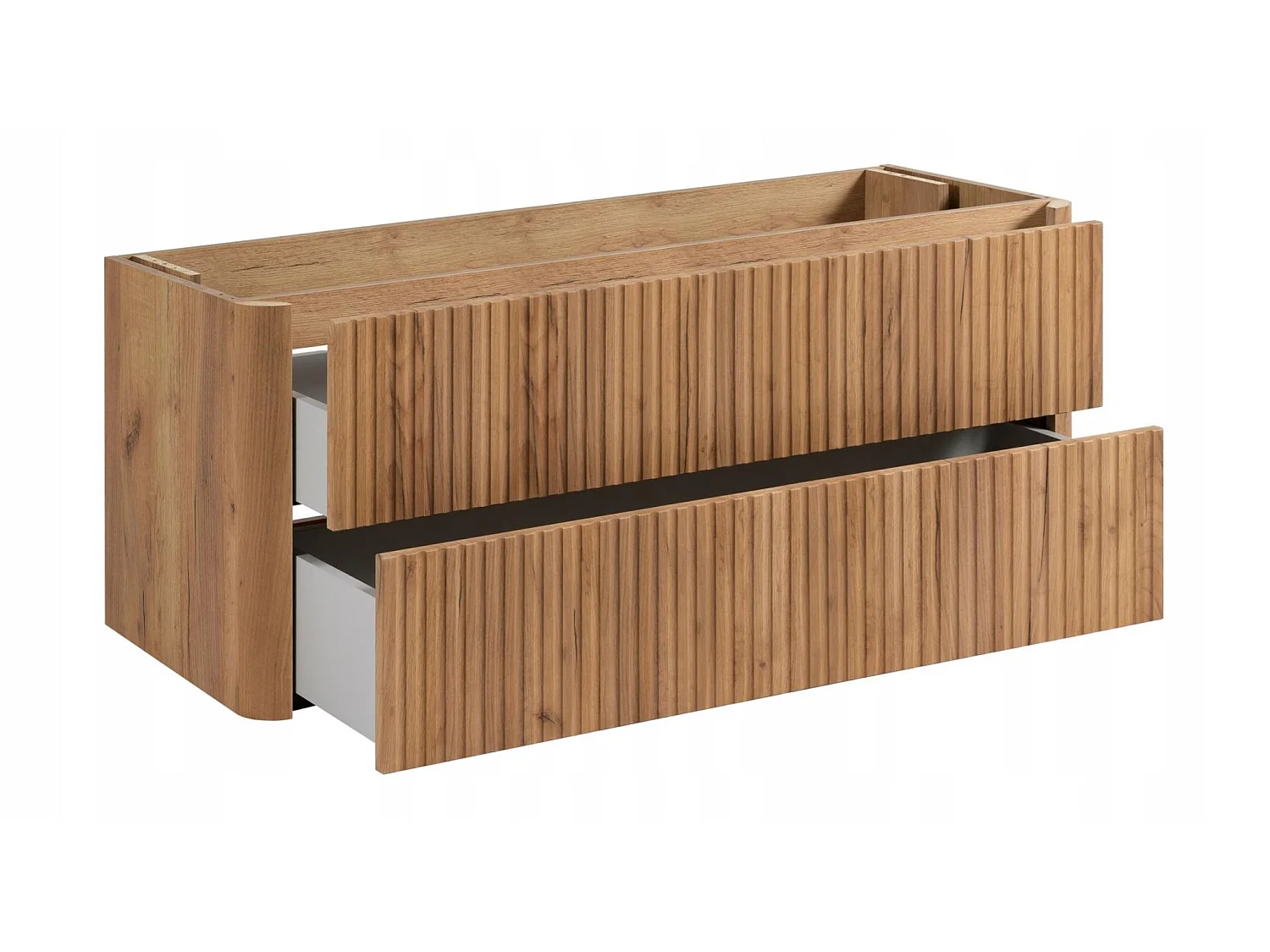 Waschbeckenunterschrank 120cm - Hängend - Geriffelt Braun - ohne Platte – RODAN