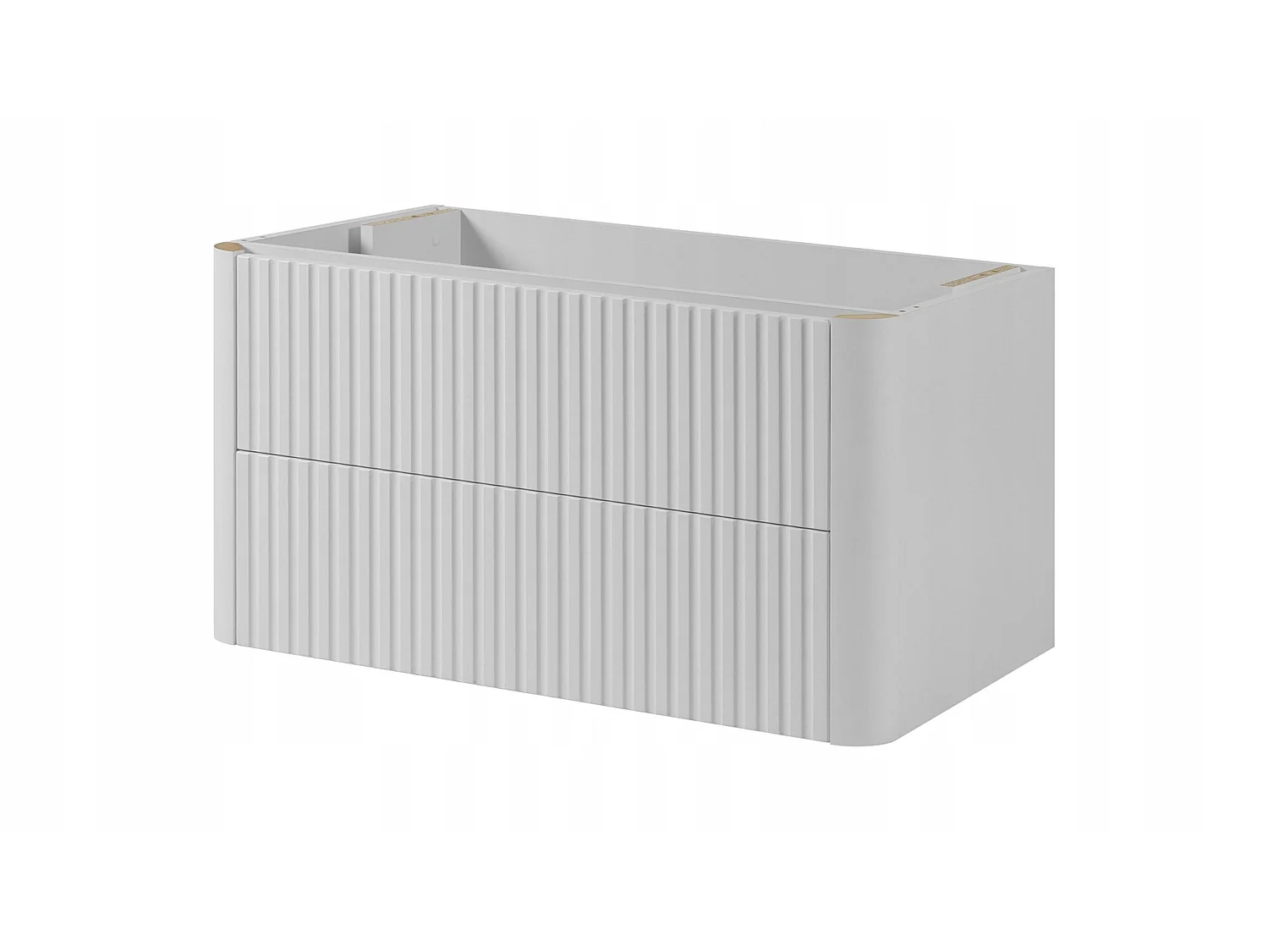 Waschbeckenunterschrank 80cm - Hängend - Geriffelt Weiß - ohne Platte – RODAN