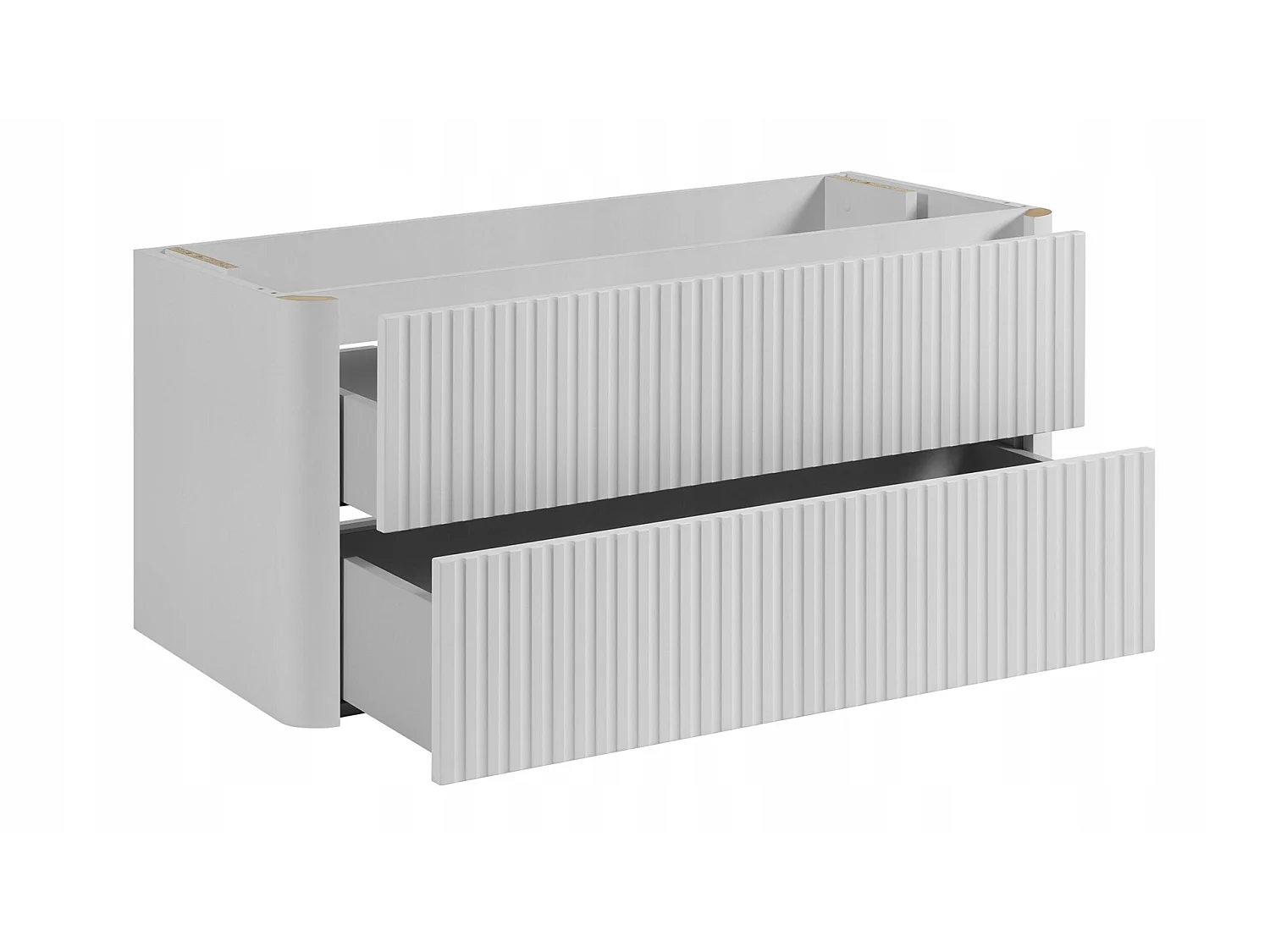 Waschbeckenunterschrank 100cm - Hängend - Geriffelt Weiß - ohne Platte – RODAN