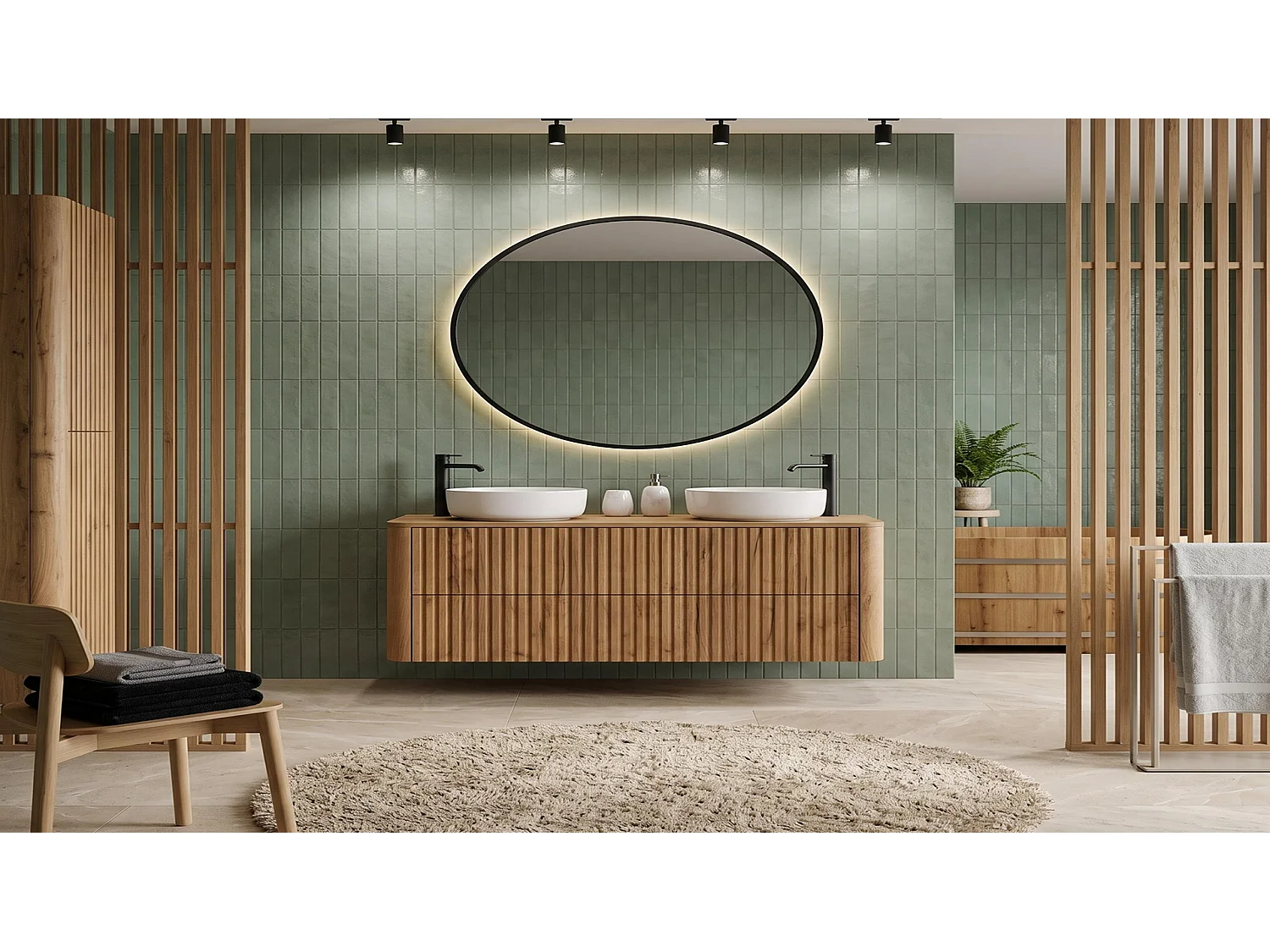 Meuble sous vasque 100cm - avec plan - Suspendu - Strié Brun – RODAN