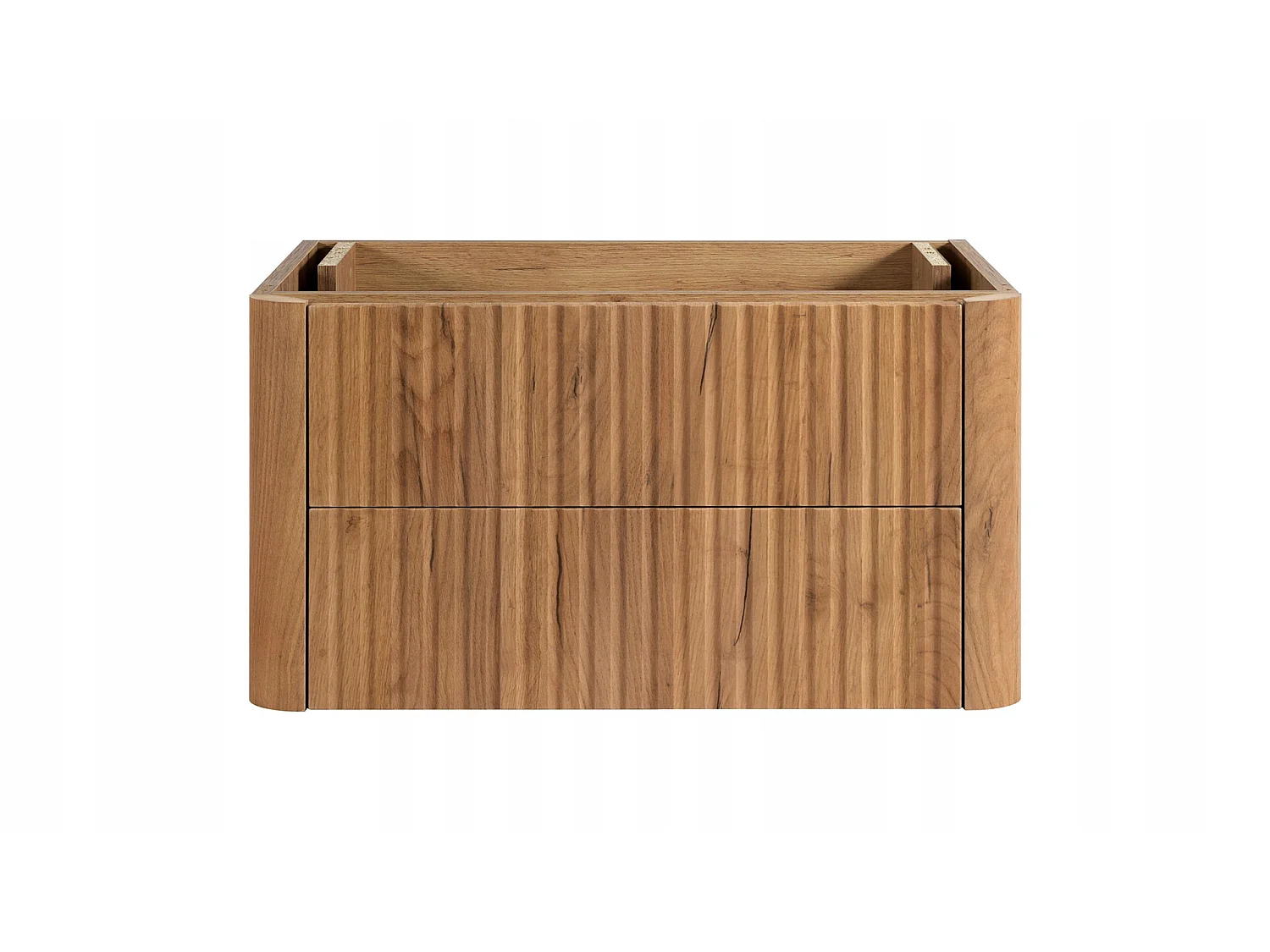 Waschbeckenunterschrank 60cm - Hängend - Geriffelt Braun - ohne Platte – RODAN