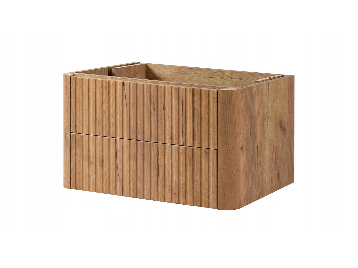 Waschbeckenunterschrank 60cm - Hängend - Geriffelt Braun - ohne Platte – RODAN