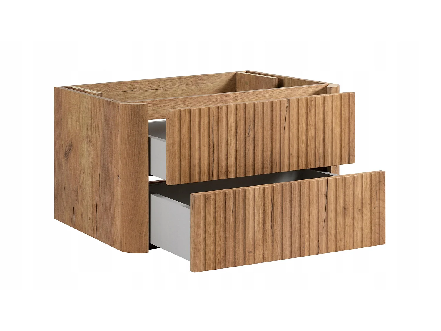 Waschbeckenunterschrank 60cm - Hängend - Geriffelt Braun - ohne Platte – RODAN