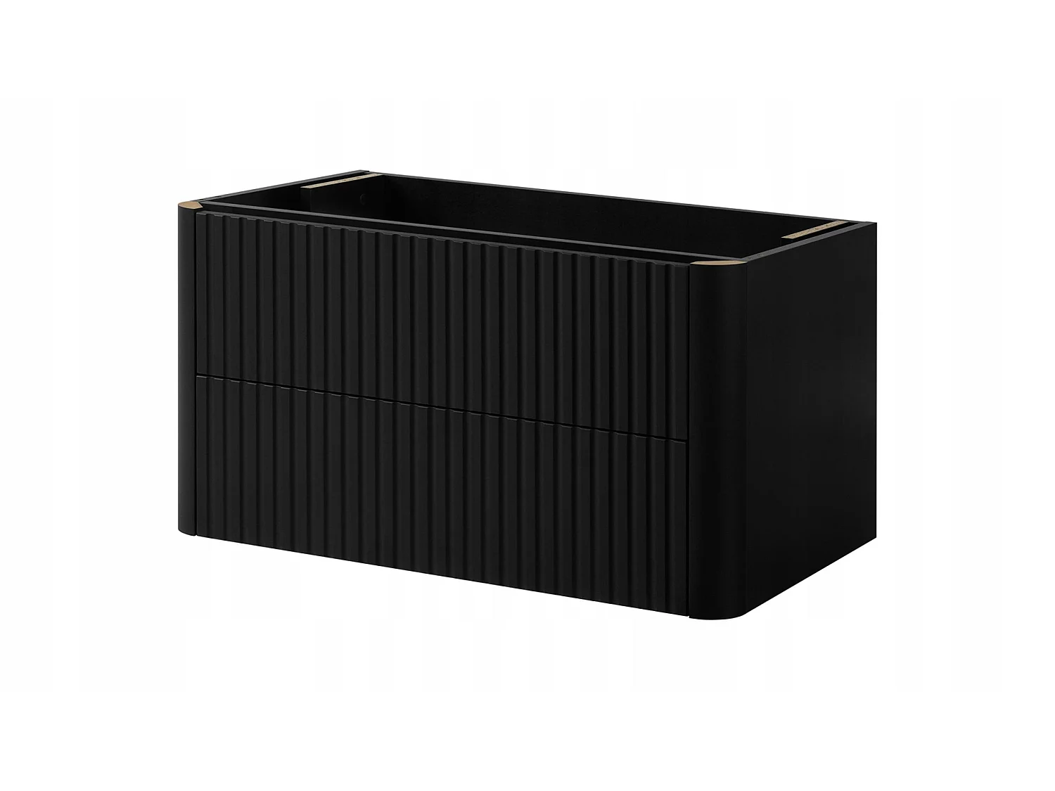Wastafelmeubel 80cm - Hangend - Geribbeld Zwart - zonder blad – RODAN