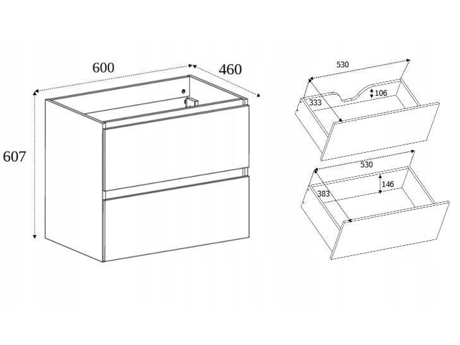 Mueble bajo lavabo 60cm - Suspendido - Cachemira Mate - Mueble de baño sin encimera – RODAN