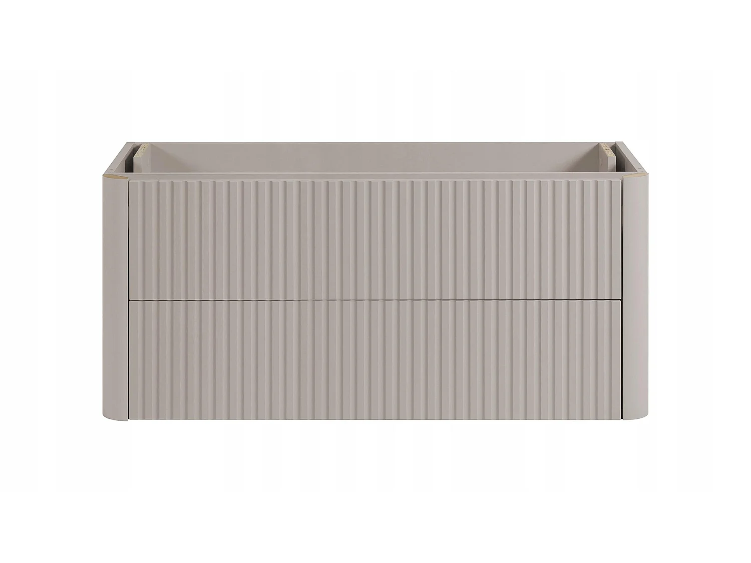 Wastafelmeubel 100cm - Hangend - Geribbeld Beige - zonder blad – RODAN