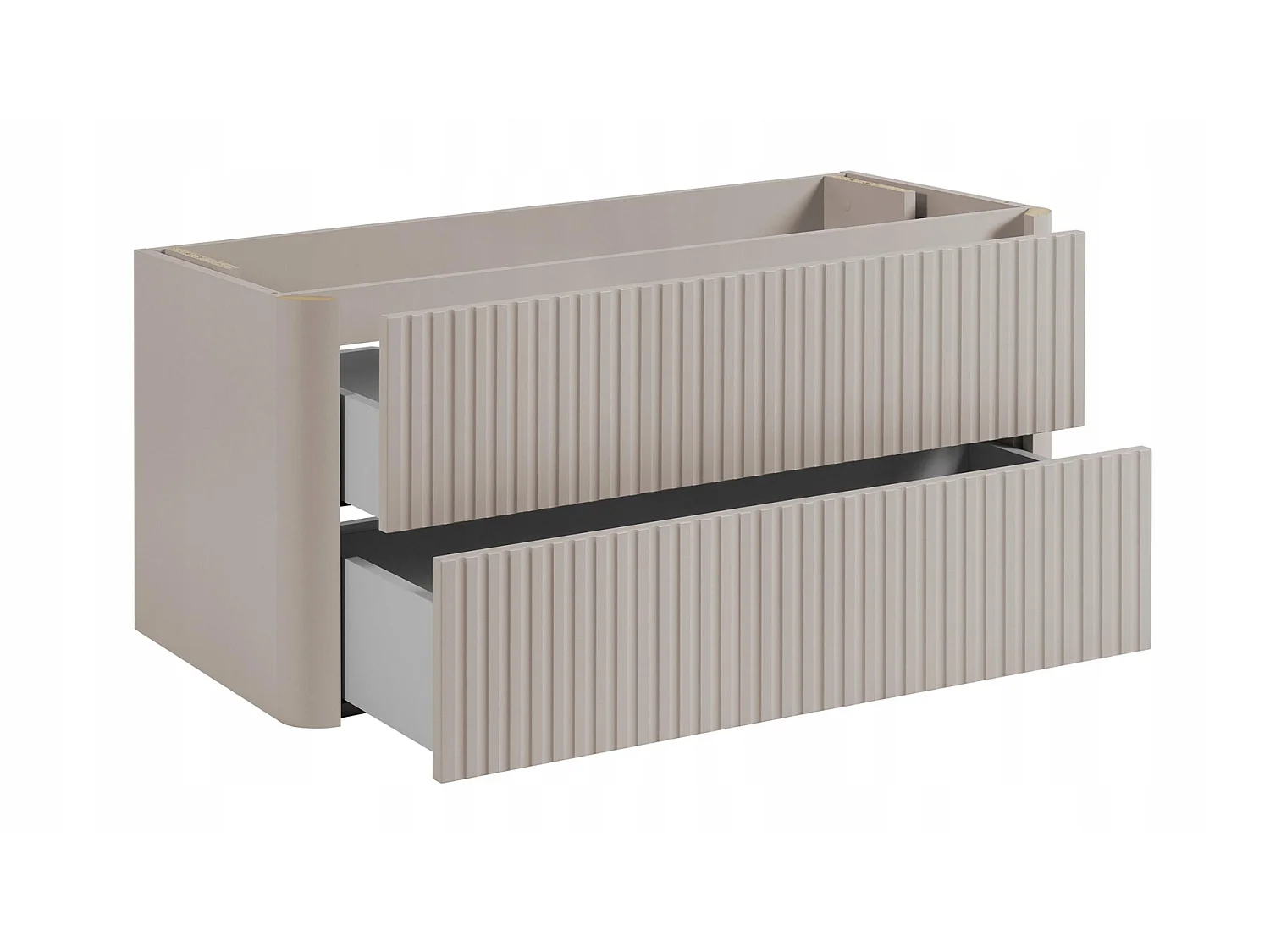 Wastafelmeubel 100cm - Hangend - Geribbeld Beige - zonder blad – RODAN