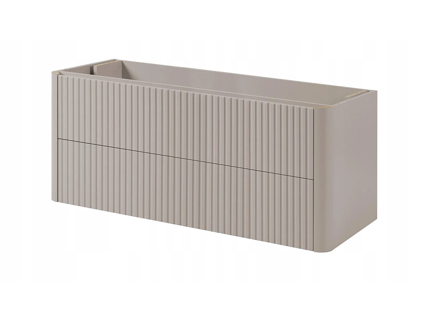 Waschbeckenunterschrank 120cm - Hängend - Geriffelt Beige - ohne Platte – RODAN