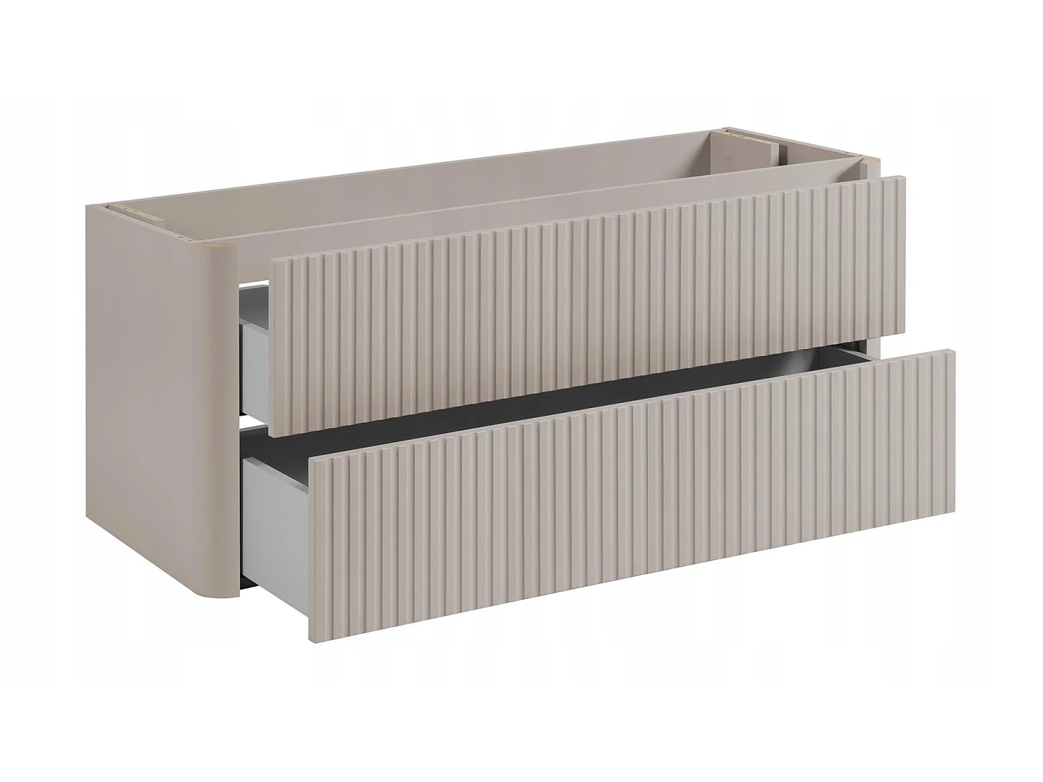 Waschbeckenunterschrank 120cm - Hängend - Geriffelt Beige - ohne Platte – RODAN