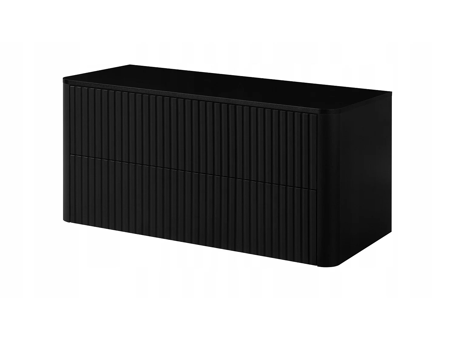 Wastafelmeubel 100cm - met blad - Hangend - Geribbeld Zwart – RODAN