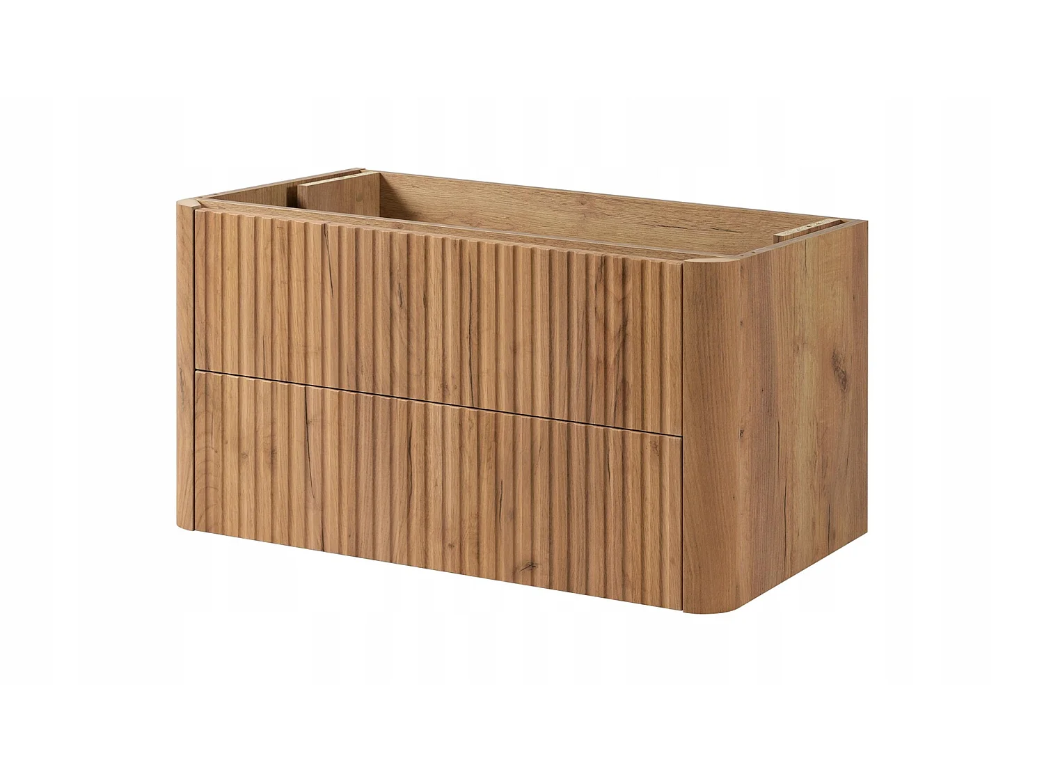 Waschbeckenunterschrank 80cm - Hängend - Geriffelt Braun - ohne Platte – RODAN