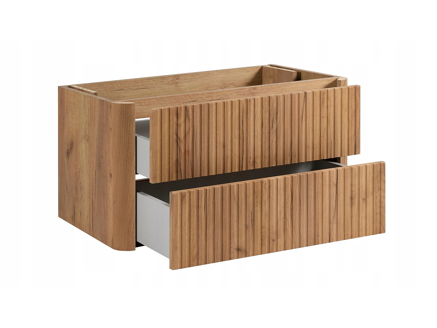 Waschbeckenunterschrank 80cm - Hängend - Geriffelt Braun - ohne Platte – RODAN