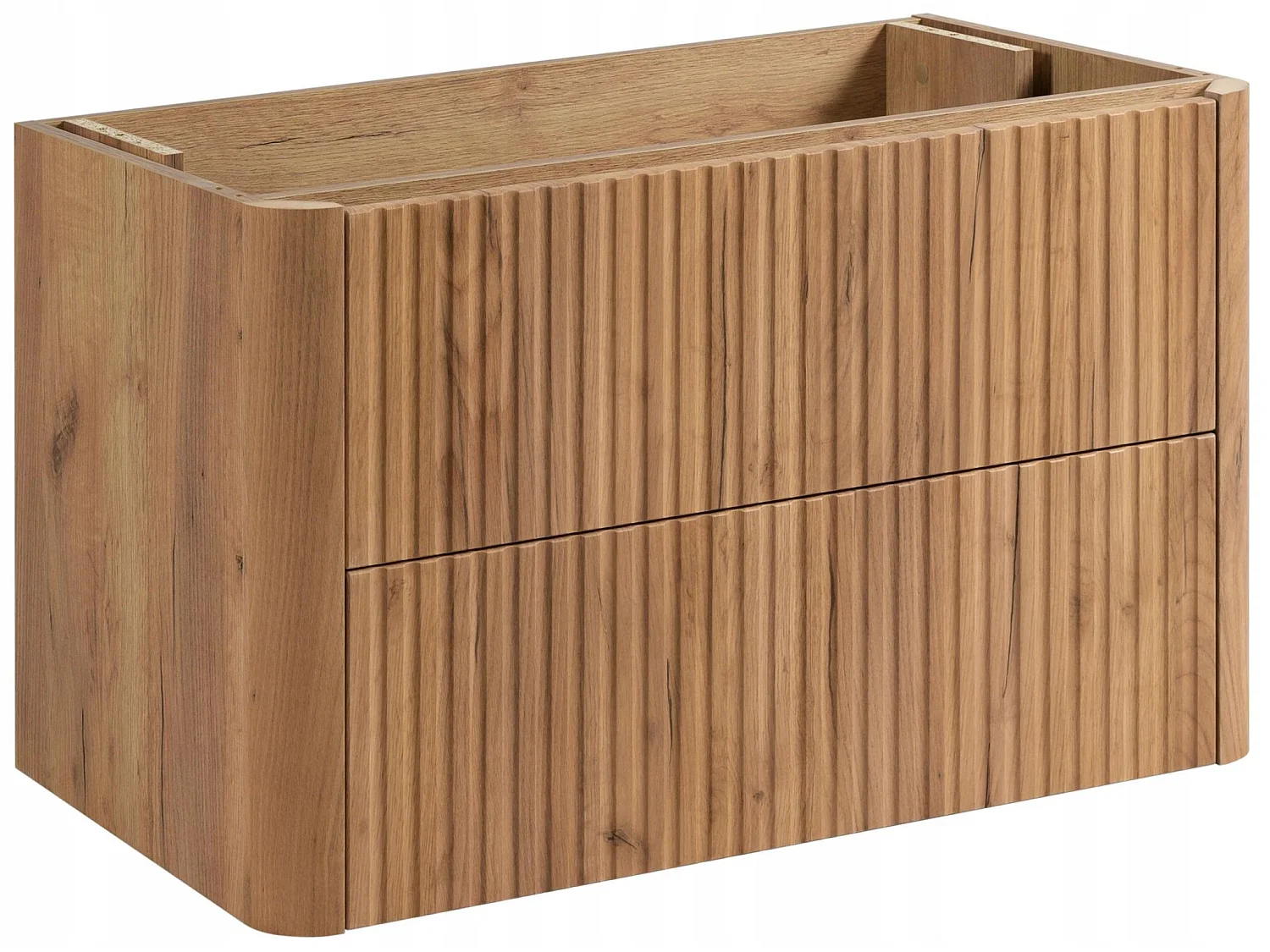 Waschbeckenunterschrank 80cm - Hängend - Geriffelt Braun - ohne Platte – RODAN