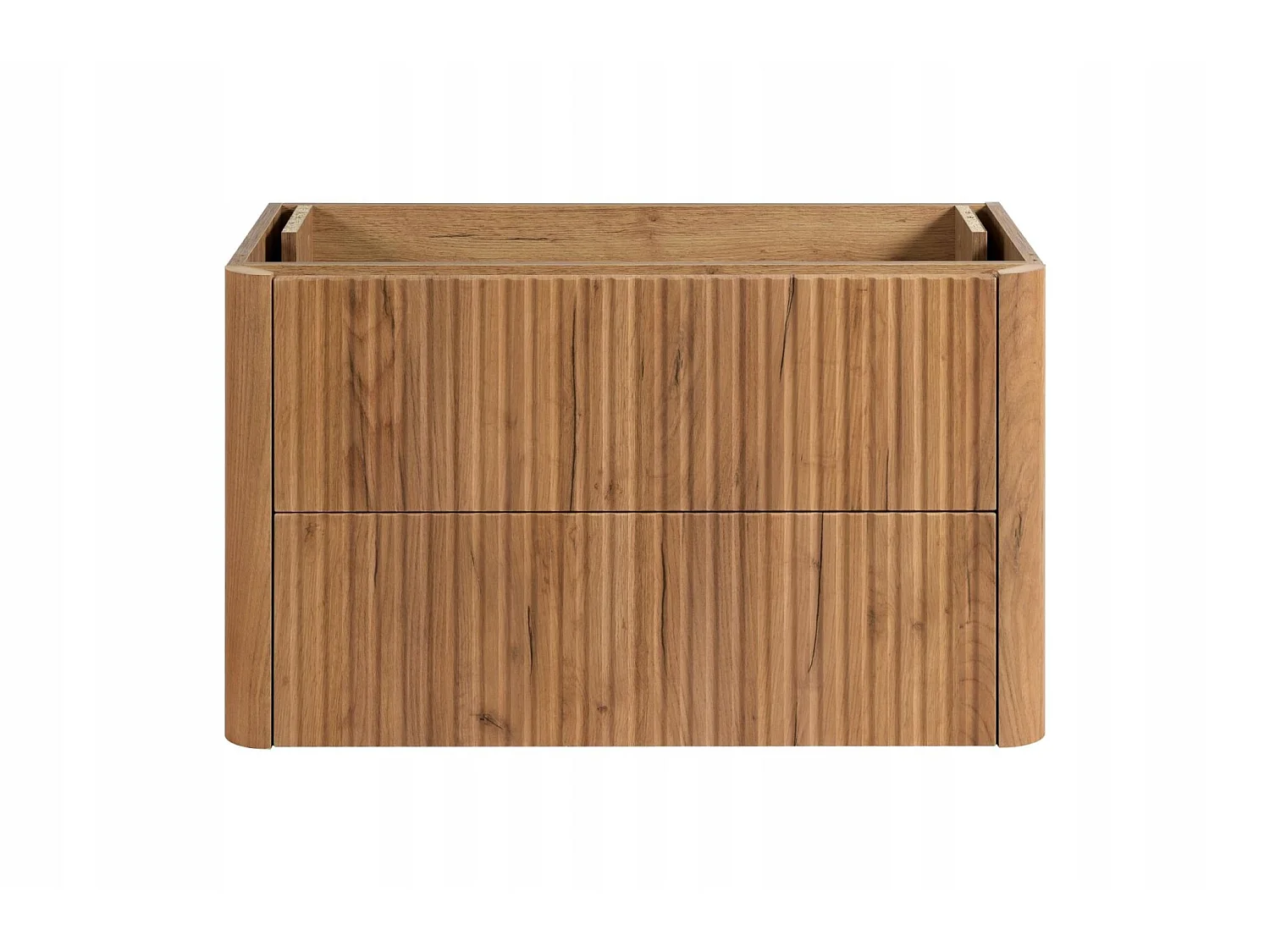 Waschbeckenunterschrank 80cm - Hängend - Geriffelt Braun - ohne Platte – RODAN