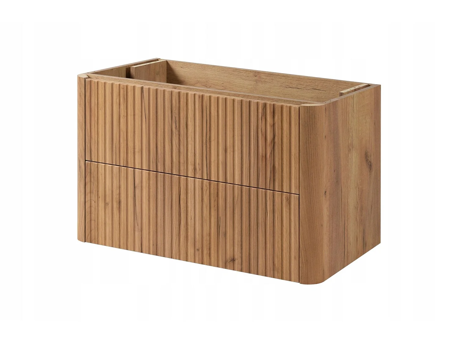 Waschbeckenunterschrank 80cm - Hängend - Geriffelt Braun - ohne Platte – RODAN