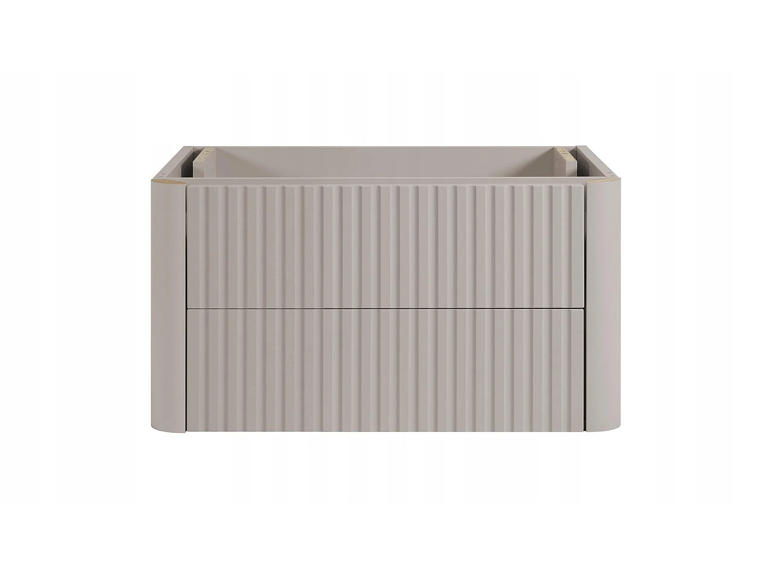 Wastafelmeubel 60cm - Hangend - Geribbeld Beige - zonder blad – RODAN