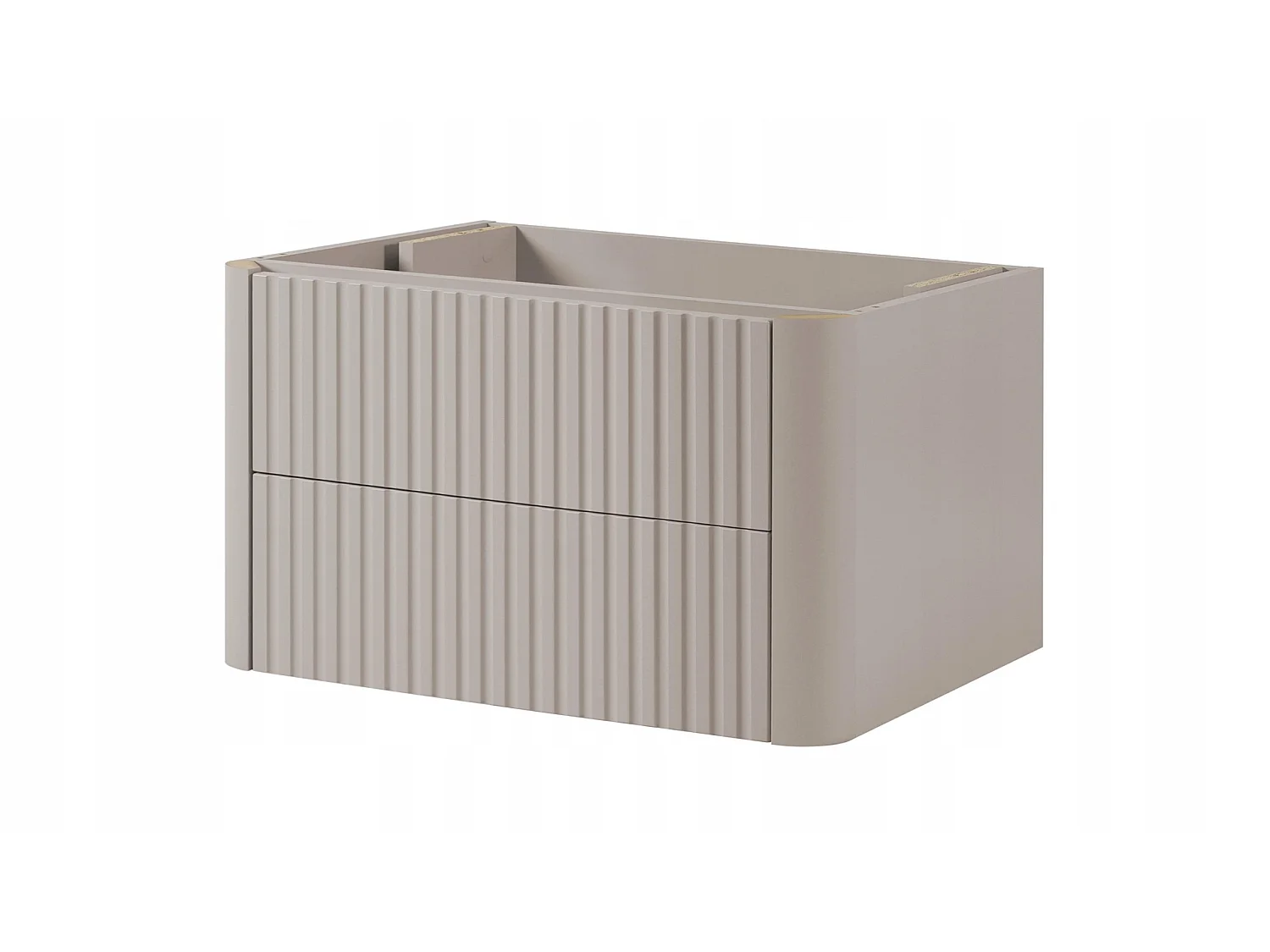Wastafelmeubel 60cm - Hangend - Geribbeld Beige - zonder blad – RODAN