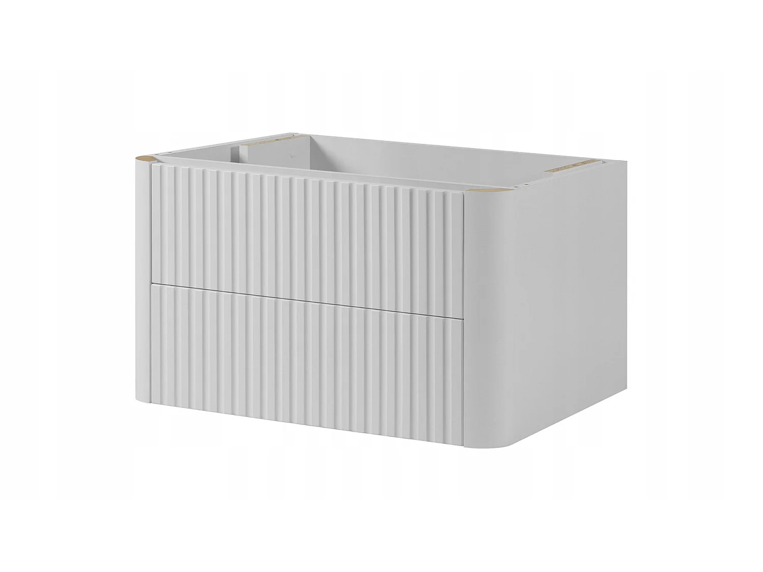 Waschbeckenunterschrank 60cm - Hängend - Geriffelt Weiß - ohne Platte – RODAN