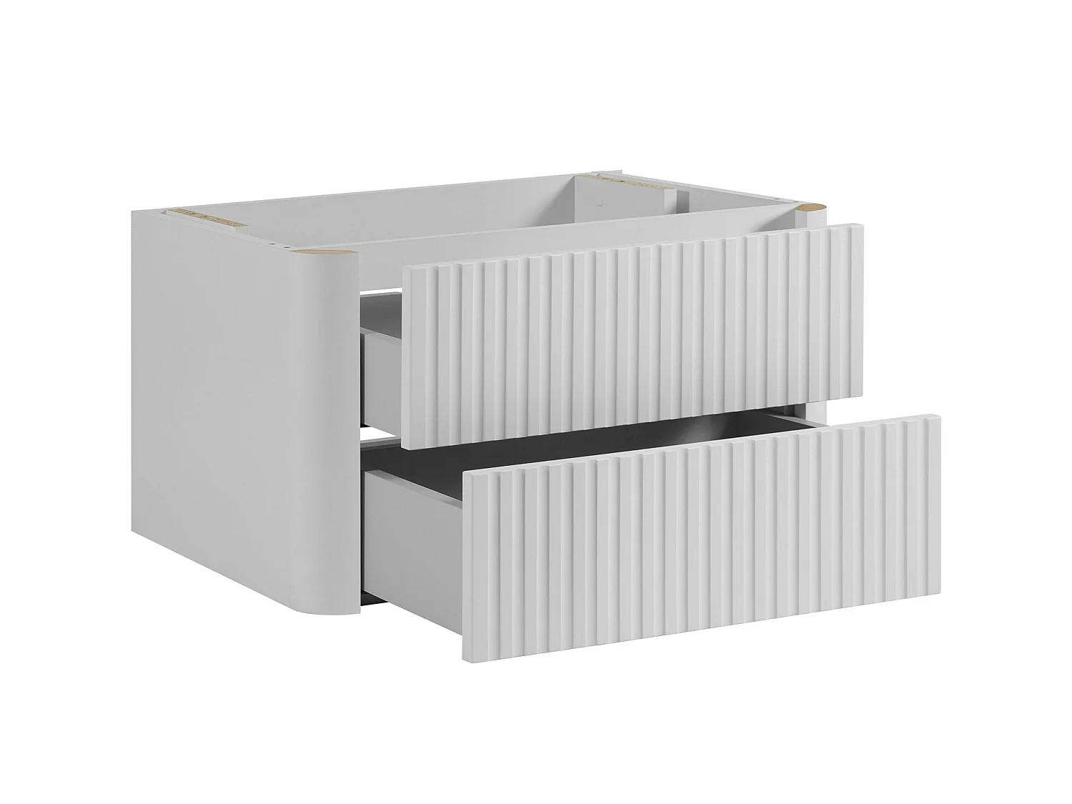 Waschbeckenunterschrank 60cm - Hängend - Geriffelt Weiß - ohne Platte – RODAN