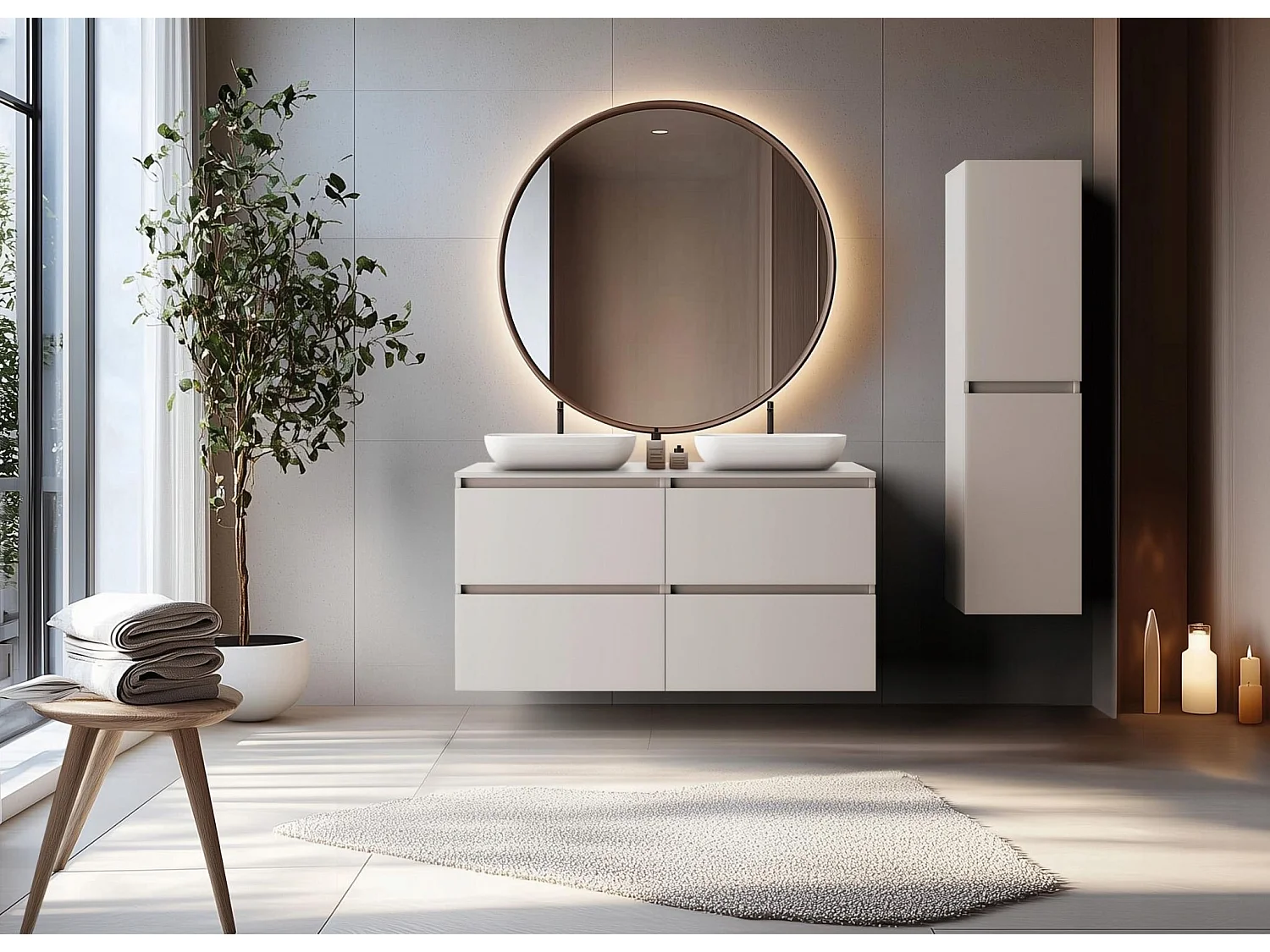 Meuble sous vasque 160cm - Suspendu - Cachemire Mat - avec plan – RODAN