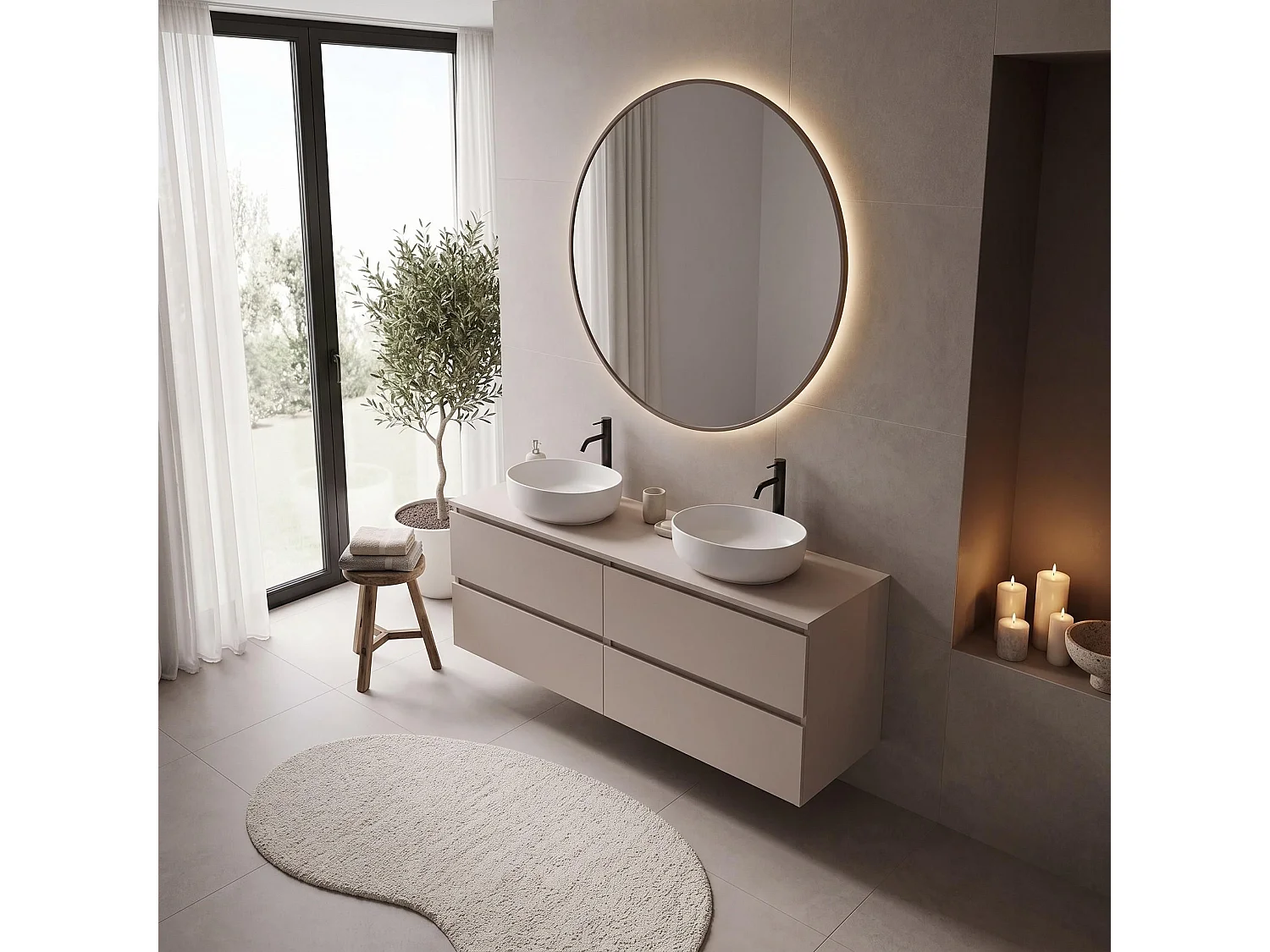 Meuble sous vasque 160cm - Suspendu - Cachemire Mat - avec plan – RODAN