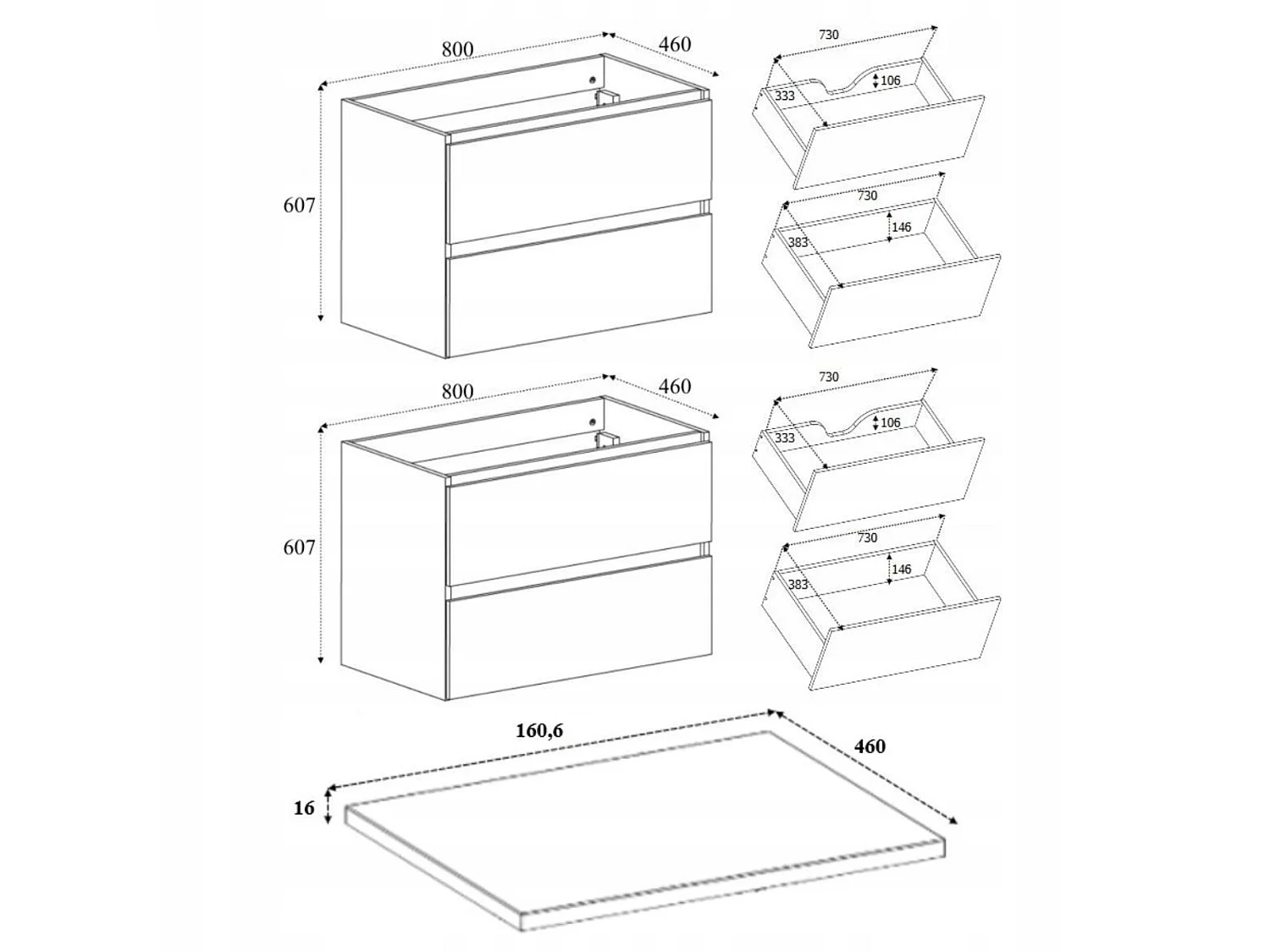 Meuble sous vasque 160cm - Suspendu - Cachemire Mat - avec plan – RODAN