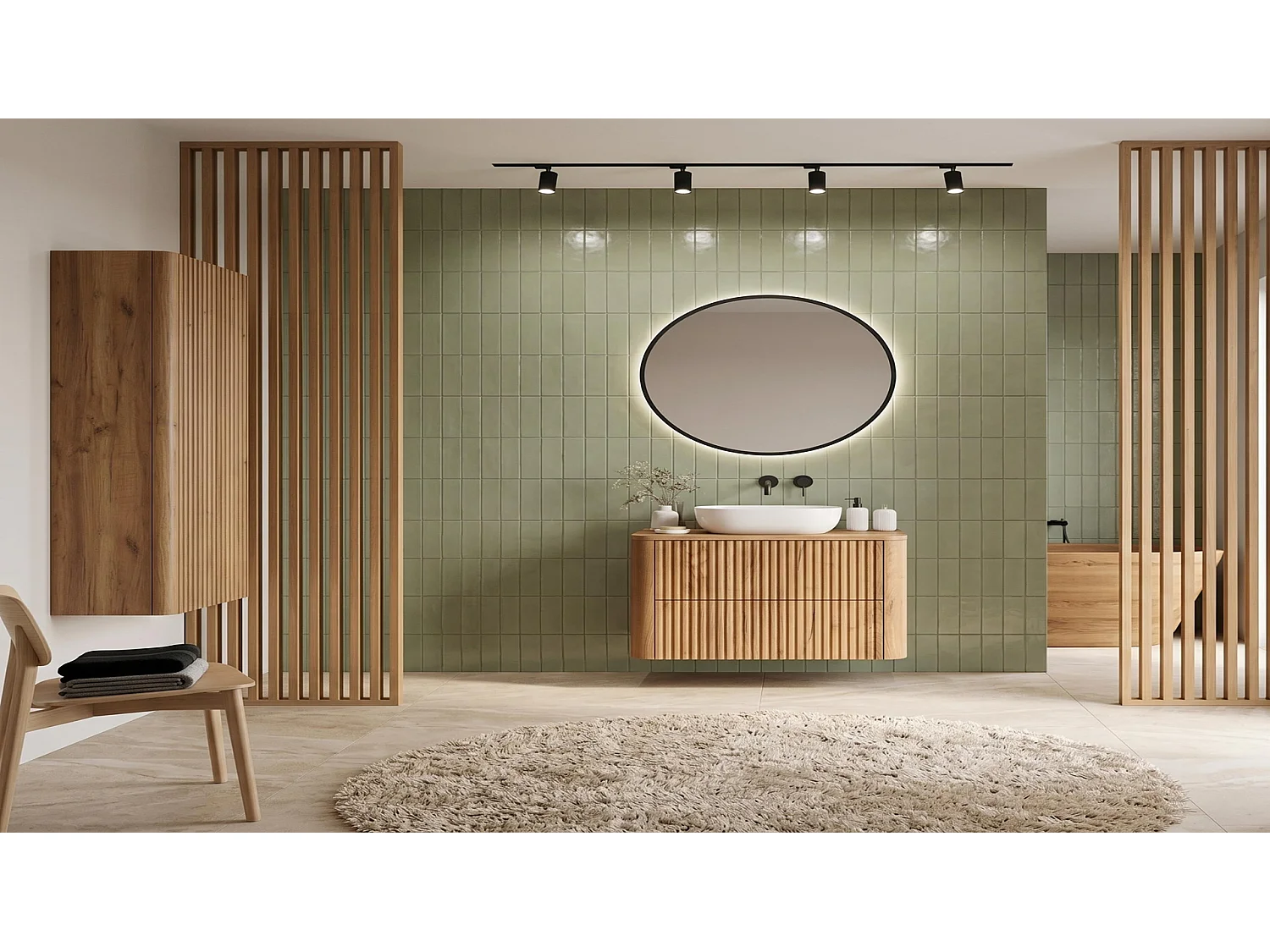 Meuble sous vasque 60cm - avec plan - Suspendu - Strié Brun – RODAN