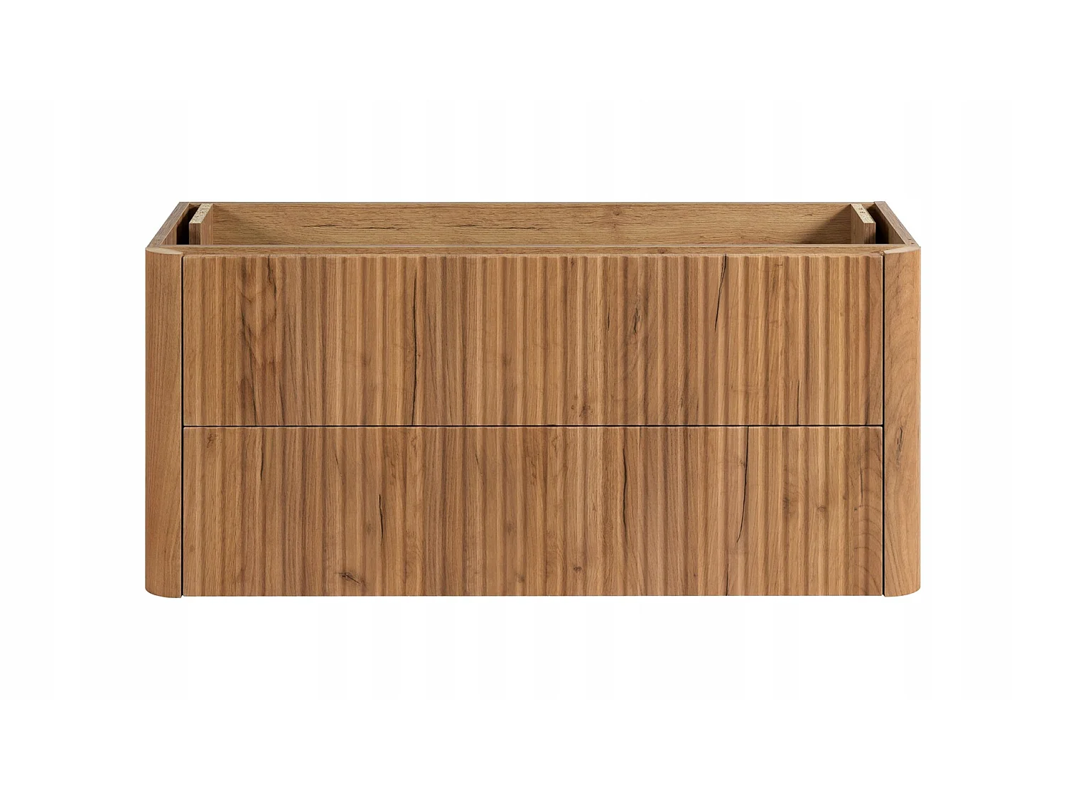 Waschbeckenunterschrank 100cm - Hängend - Geriffelt Braun - ohne Platte – RODAN