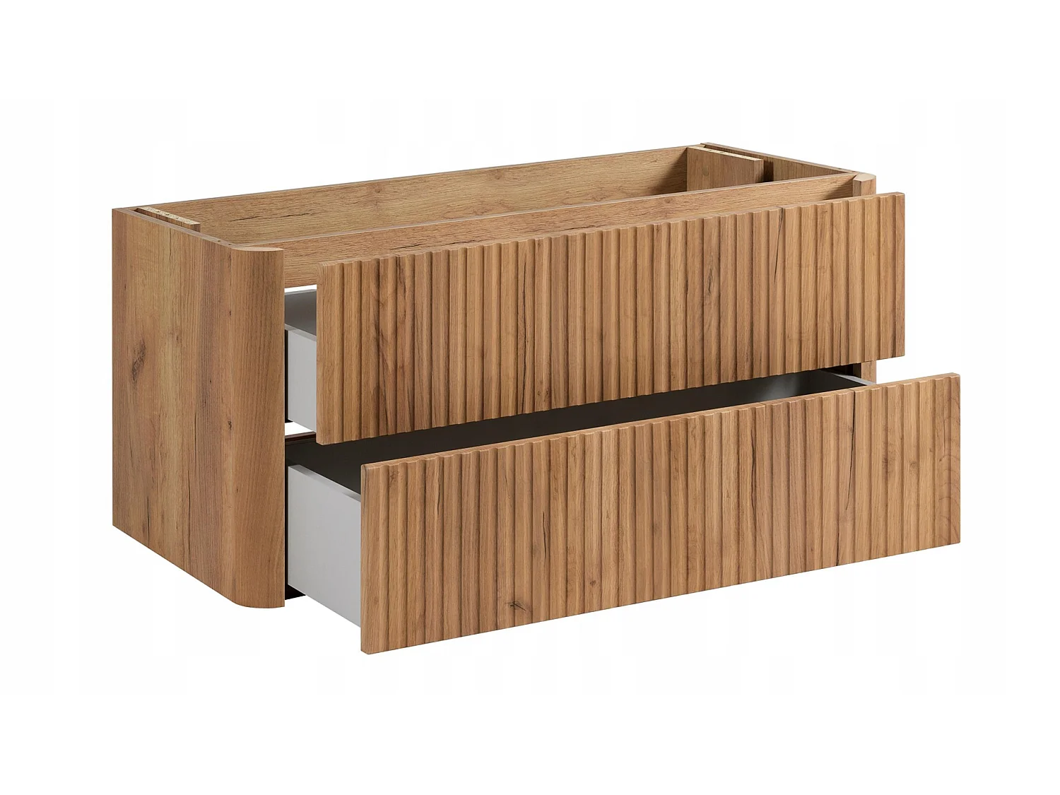 Waschbeckenunterschrank 100cm - Hängend - Geriffelt Braun - ohne Platte – RODAN