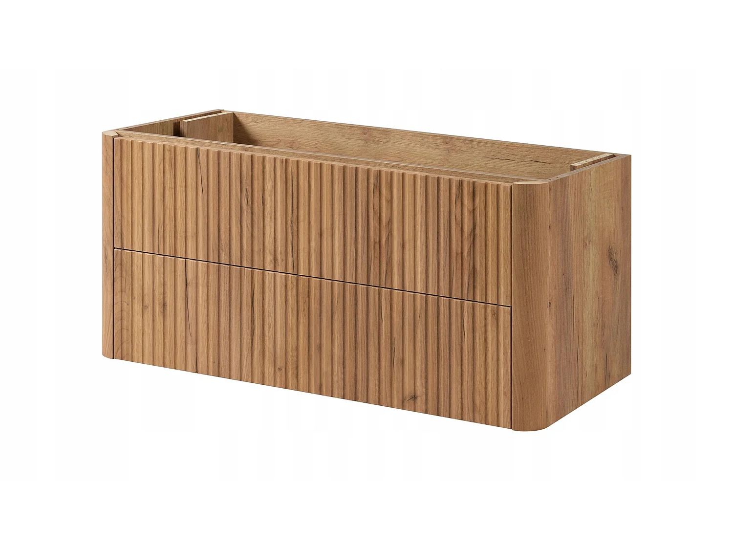 Waschbeckenunterschrank 100cm - Hängend - Geriffelt Braun - ohne Platte – RODAN