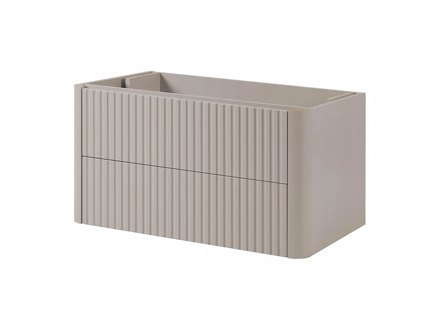 Wastafelmeubel 80cm - Hangend - Geribbeld Beige - zonder blad – RODAN