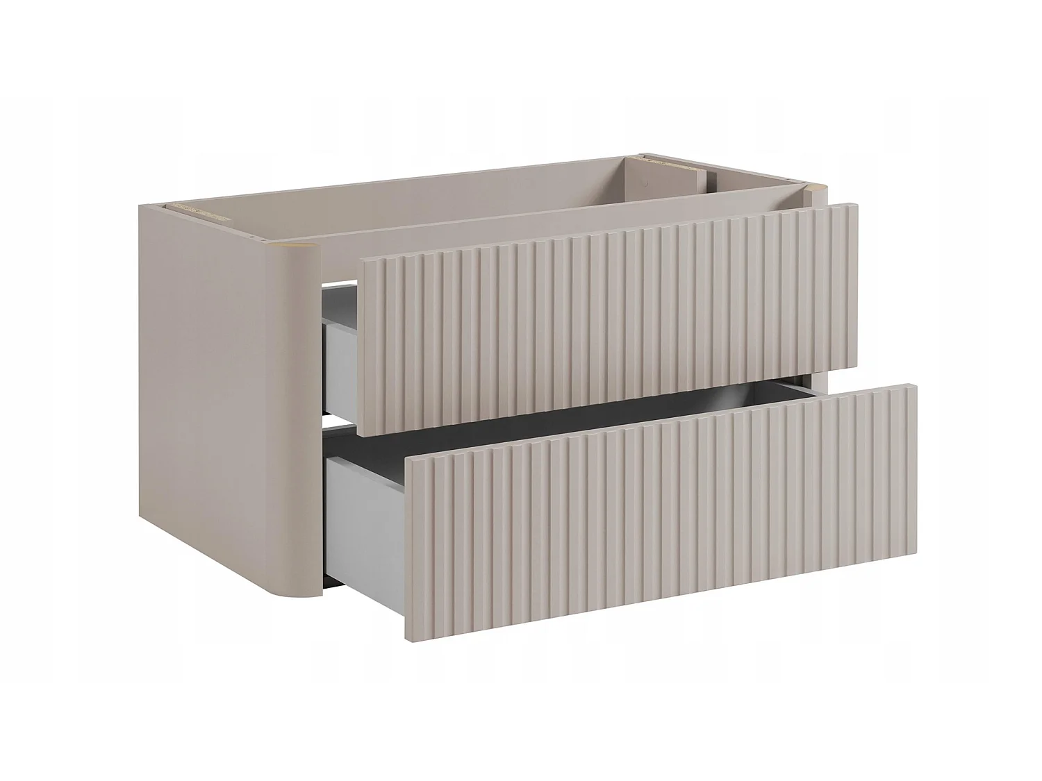 Wastafelmeubel 80cm - Hangend - Geribbeld Beige - zonder blad – RODAN