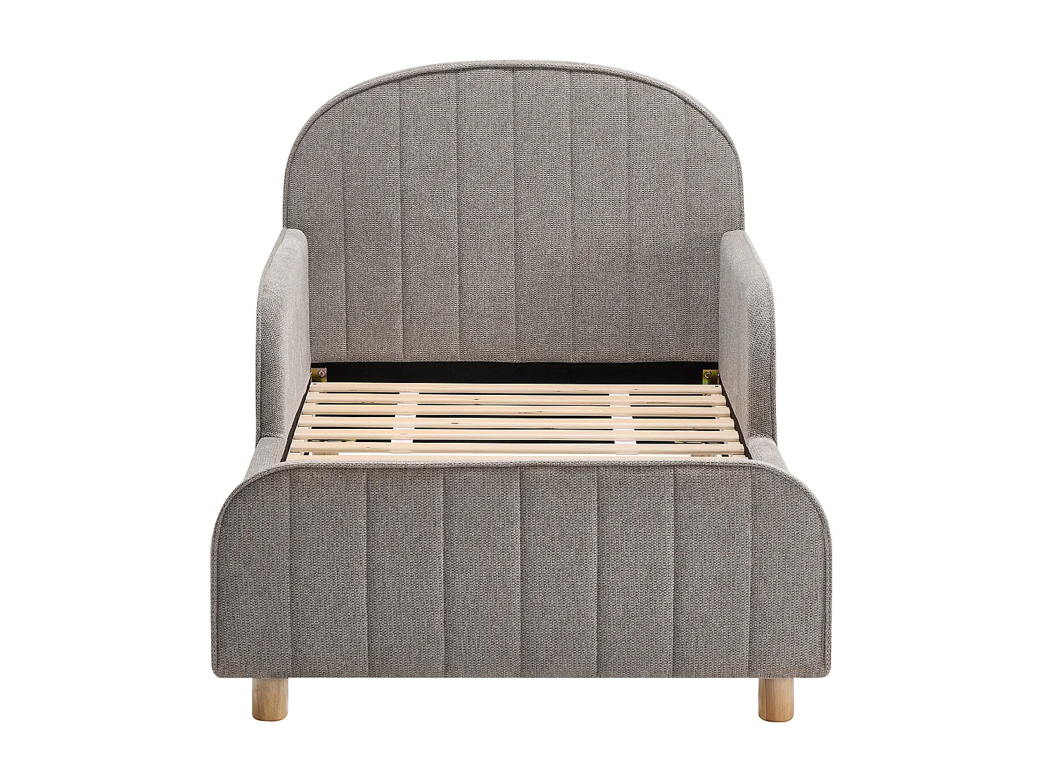 Lit 90 x 190 cm - Tissu texturé - Taupe + Matelas - MIRAVELO