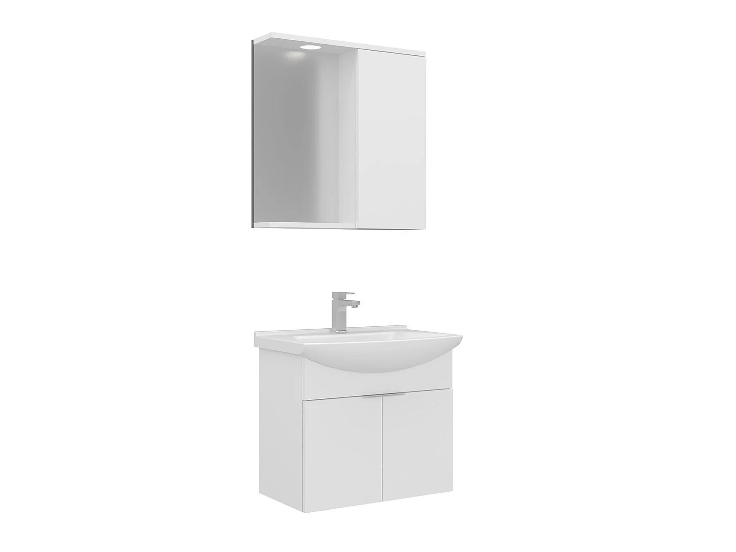 Wastafelmeubel met spiegel (2-delig) "Purus 65" - 65 x 50 x 58 cm - Wit