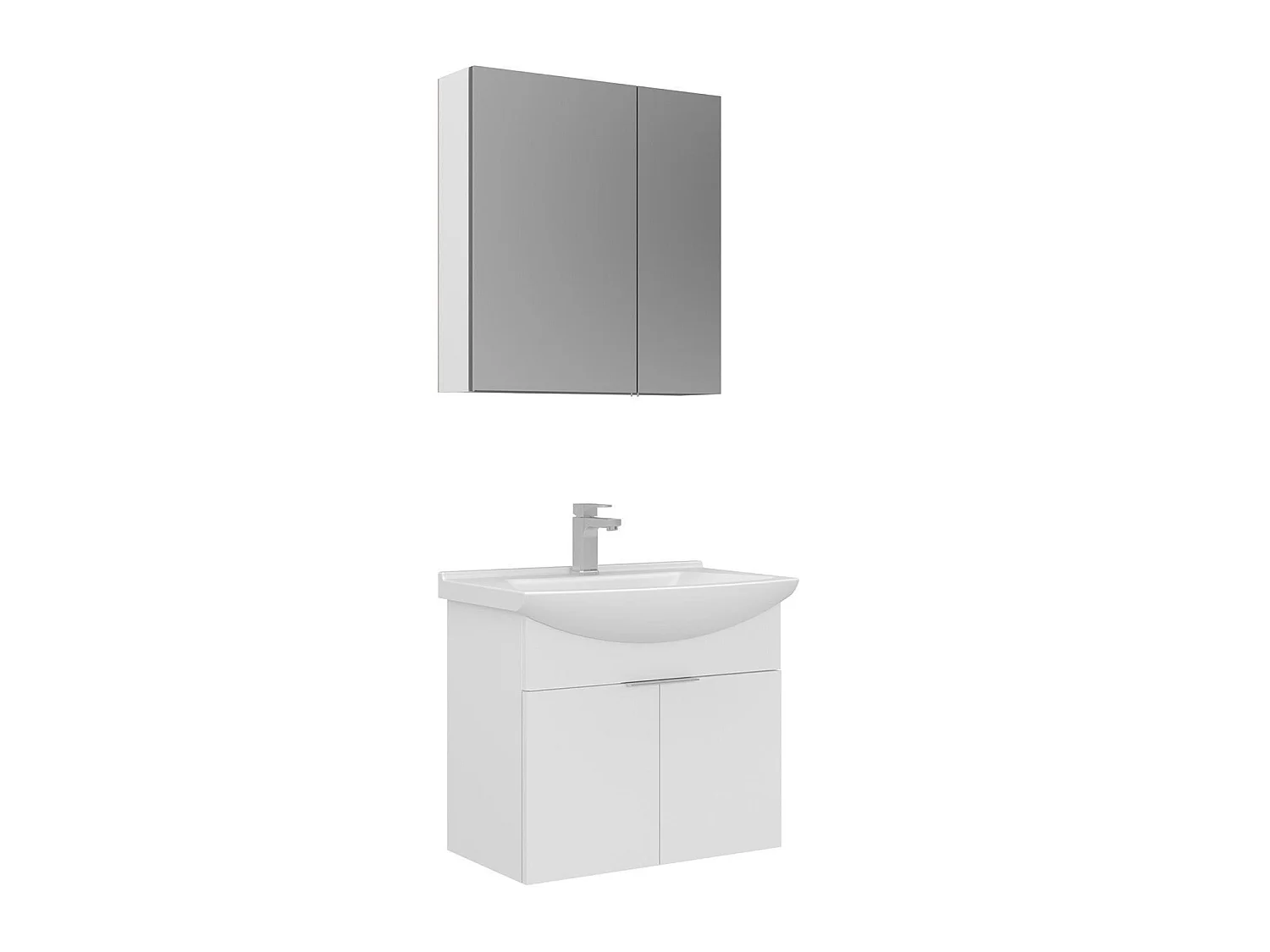 Wastafelmeubel met spiegel (2-delig) "Purus 65" - 65 x 50 x 58 cm - Wit