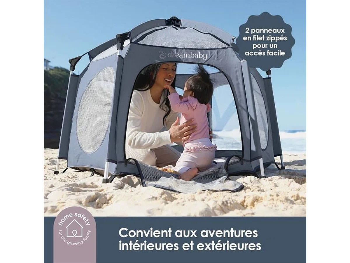 DREAMBABY Adventure Pop-Up Playpen Tent — Parc pop-up portable avec housses UV et sac de transport