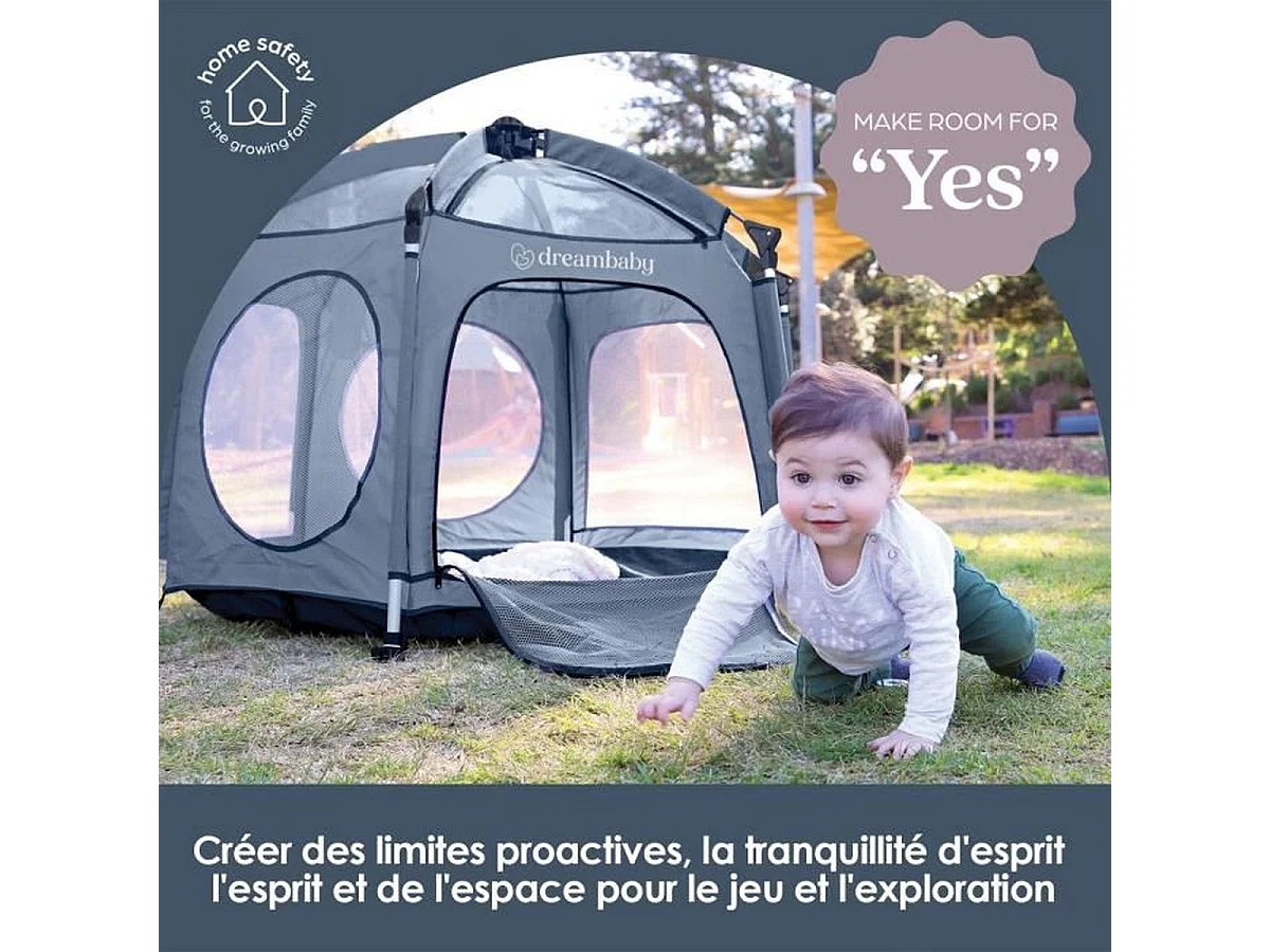 DREAMBABY Adventure Pop-Up Playpen Tent — Parc pop-up portable avec housses UV et sac de transport