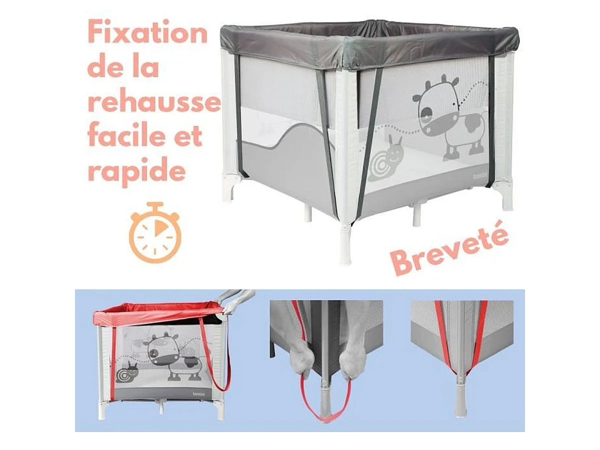 Parc bébé pliant BAMBISOL 90x90 cm avec 2 positions de couchage et sac de transport