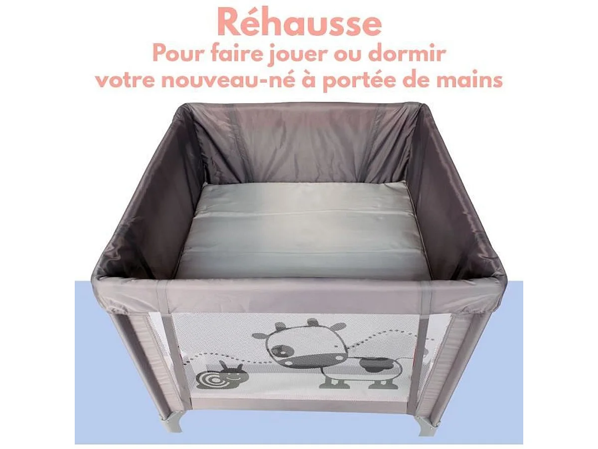 Parc bébé pliant BAMBISOL 90x90 cm avec 2 positions de couchage et sac de transport