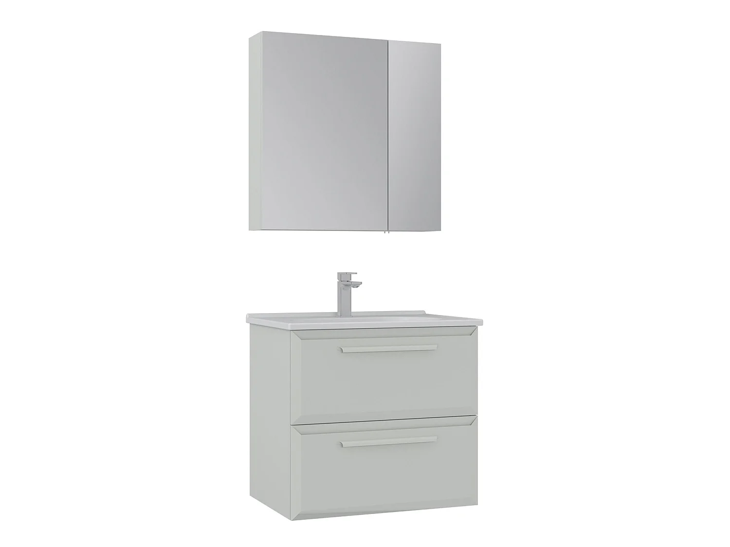 Waschtisch-Set mit Spiegel (2-teilig) "Nuvola 65 v2" – 65 x 50 x 62 cm – Cashmere