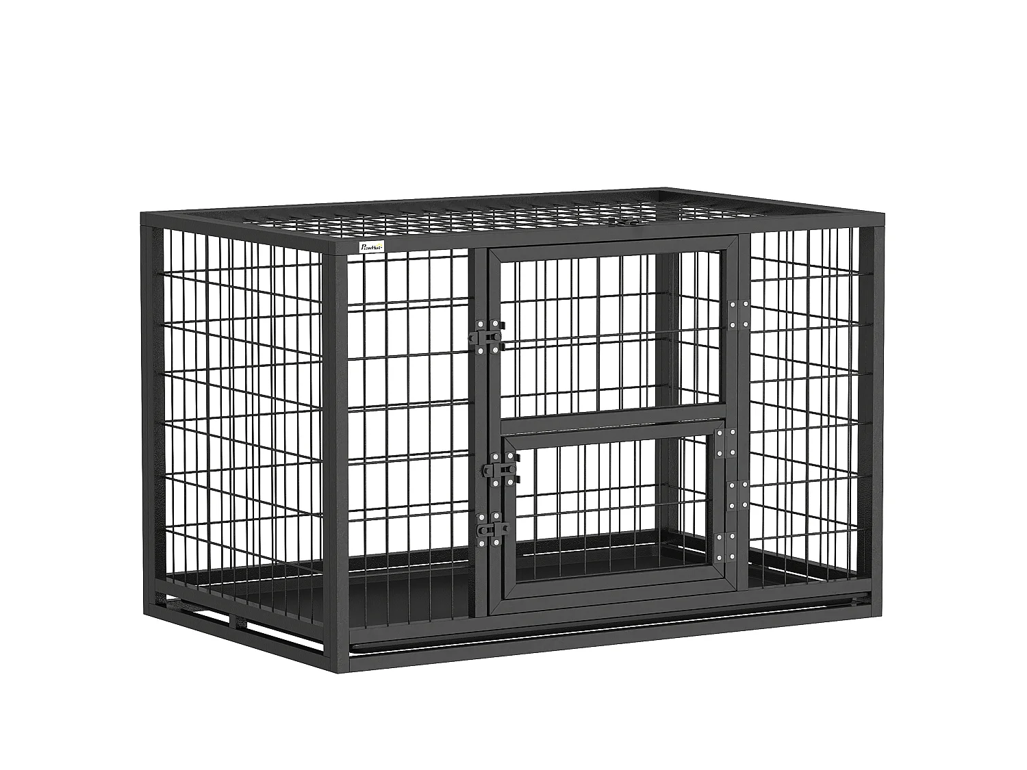 Cage pour chien 94 x 60 x 64 cm toit ouvrant trappes nourrissage porte acier noir